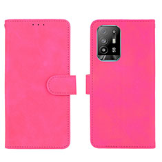 Leather Case Stands Flip Cover Holder L01Z for Oppo Reno5 Z 5G Hot Pink