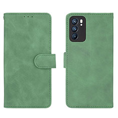 Leather Case Stands Flip Cover Holder L01Z for Oppo Reno6 5G Green