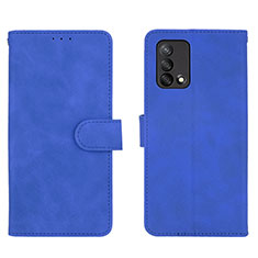 Leather Case Stands Flip Cover Holder L01Z for Oppo Reno6 Lite Blue