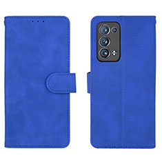 Leather Case Stands Flip Cover Holder L01Z for Oppo Reno6 Pro+ Plus 5G Blue