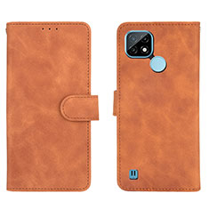 Leather Case Stands Flip Cover Holder L01Z for Realme C21 Brown