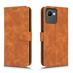 Leather Case Stands Flip Cover Holder L01Z for Realme C30s Brown