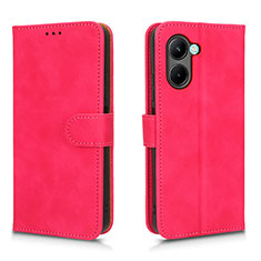 Leather Case Stands Flip Cover Holder L01Z for Realme C33 (2023) Hot Pink