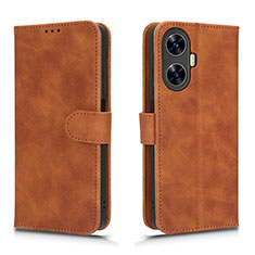 Leather Case Stands Flip Cover Holder L01Z for Realme C55 Brown