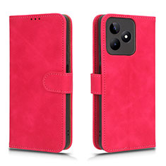 Leather Case Stands Flip Cover Holder L01Z for Realme C67 Hot Pink