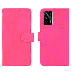 Leather Case Stands Flip Cover Holder L01Z for Realme GT 5G Hot Pink