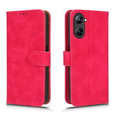 Leather Case Stands Flip Cover Holder L01Z for Realme Q5x 5G Hot Pink