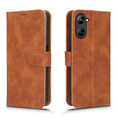 Leather Case Stands Flip Cover Holder L01Z for Realme V30t 5G Brown