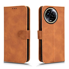 Leather Case Stands Flip Cover Holder L01Z for Realme V50 5G Brown