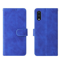 Leather Case Stands Flip Cover Holder L01Z for Samsung Galaxy A02 Blue