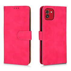 Leather Case Stands Flip Cover Holder L01Z for Samsung Galaxy A03 Hot Pink