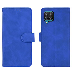 Leather Case Stands Flip Cover Holder L01Z for Samsung Galaxy A12 5G Blue