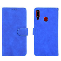 Leather Case Stands Flip Cover Holder L01Z for Samsung Galaxy A20s Blue