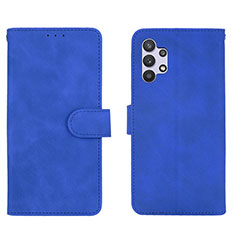 Leather Case Stands Flip Cover Holder L01Z for Samsung Galaxy A32 4G Blue