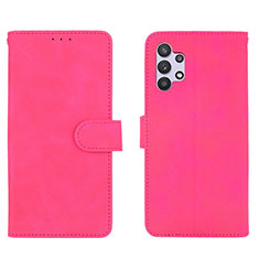 Leather Case Stands Flip Cover Holder L01Z for Samsung Galaxy A32 4G Hot Pink