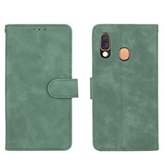 Leather Case Stands Flip Cover Holder L01Z for Samsung Galaxy A40 Green