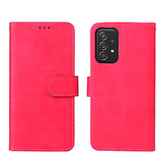 Leather Case Stands Flip Cover Holder L01Z for Samsung Galaxy A52 4G Hot Pink