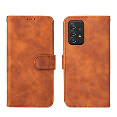 Leather Case Stands Flip Cover Holder L01Z for Samsung Galaxy A52s 5G Brown