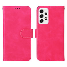 Leather Case Stands Flip Cover Holder L01Z for Samsung Galaxy A53 5G Hot Pink