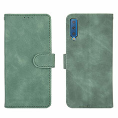 Leather Case Stands Flip Cover Holder L01Z for Samsung Galaxy A7 (2018) A750 Green