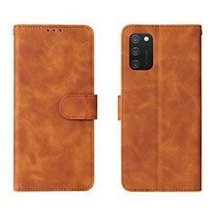 Leather Case Stands Flip Cover Holder L01Z for Samsung Galaxy F02S SM-E025F Brown