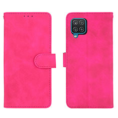 Leather Case Stands Flip Cover Holder L01Z for Samsung Galaxy F12 Hot Pink