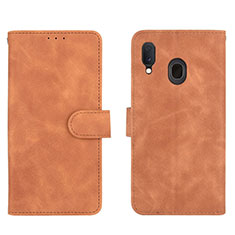 Leather Case Stands Flip Cover Holder L01Z for Samsung Galaxy M10S Brown