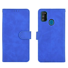 Leather Case Stands Flip Cover Holder L01Z for Samsung Galaxy M21 Blue