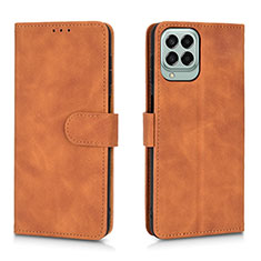 Leather Case Stands Flip Cover Holder L01Z for Samsung Galaxy M33 5G Brown