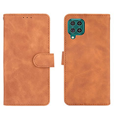 Leather Case Stands Flip Cover Holder L01Z for Samsung Galaxy M62 4G Brown