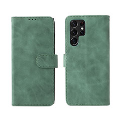 Leather Case Stands Flip Cover Holder L01Z for Samsung Galaxy S23 Ultra 5G Green