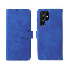 Leather Case Stands Flip Cover Holder L01Z for Samsung Galaxy S24 Ultra 5G Blue