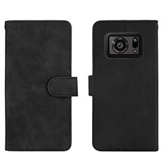 Leather Case Stands Flip Cover Holder L01Z for Sharp Aquos R6 Black