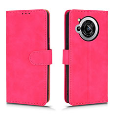 Leather Case Stands Flip Cover Holder L01Z for Sharp Aquos R7 Hot Pink