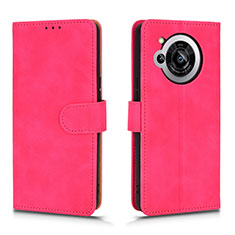 Leather Case Stands Flip Cover Holder L01Z for Sharp Aquos R7s Hot Pink