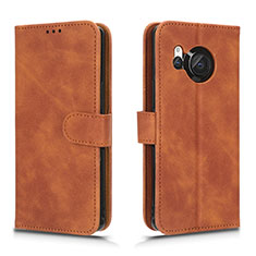 Leather Case Stands Flip Cover Holder L01Z for Sharp Aquos R8 Brown