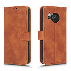 Leather Case Stands Flip Cover Holder L01Z for Sharp Aquos R8s Brown