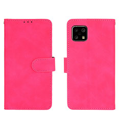 Leather Case Stands Flip Cover Holder L01Z for Sharp Aquos Sense4 Basic Hot Pink