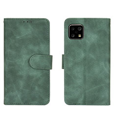 Leather Case Stands Flip Cover Holder L01Z for Sharp Aquos Sense4 Lite Green