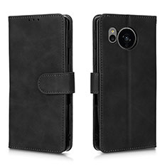 Leather Case Stands Flip Cover Holder L01Z for Sharp Aquos Sense7 Plus Black