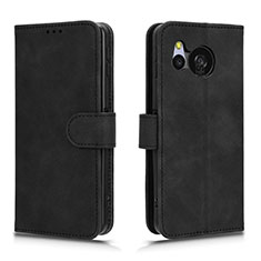 Leather Case Stands Flip Cover Holder L01Z for Sharp Aquos Sense8 Black