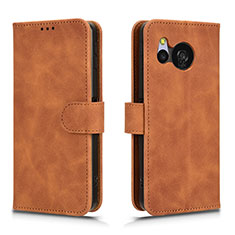 Leather Case Stands Flip Cover Holder L01Z for Sharp Aquos Sense8 Brown