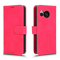 Leather Case Stands Flip Cover Holder L01Z for Sharp Aquos Sense8 Hot Pink