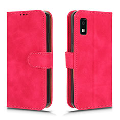 Leather Case Stands Flip Cover Holder L01Z for Sharp Aquos wish3 Hot Pink