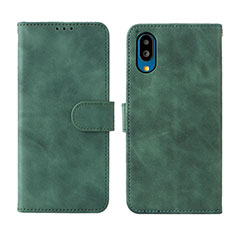 Leather Case Stands Flip Cover Holder L01Z for Sharp Simple Sumaho 6 Green