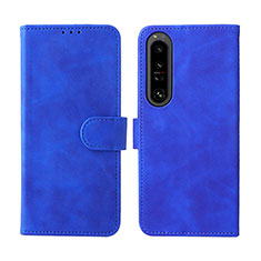 Leather Case Stands Flip Cover Holder L01Z for Sony Xperia 1 IV Blue