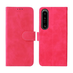 Leather Case Stands Flip Cover Holder L01Z for Sony Xperia 1 IV SO-51C Hot Pink
