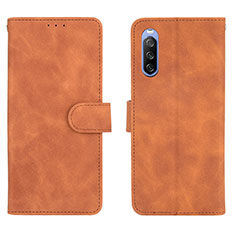 Leather Case Stands Flip Cover Holder L01Z for Sony Xperia 10 III Lite Brown
