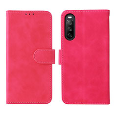 Leather Case Stands Flip Cover Holder L01Z for Sony Xperia 10 IV SO-52C Hot Pink