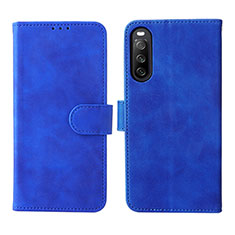 Leather Case Stands Flip Cover Holder L01Z for Sony Xperia 10 IV SOG07 Blue